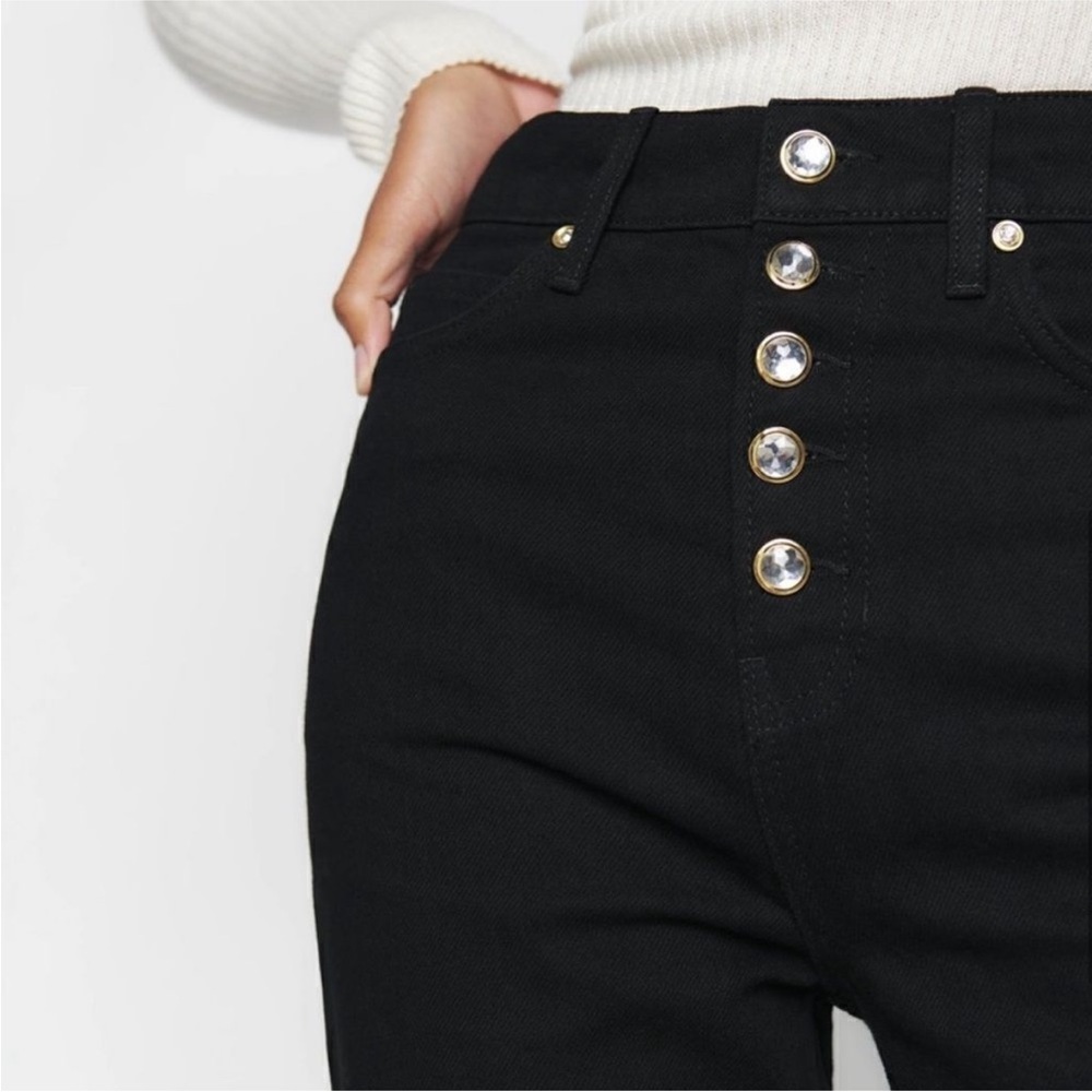 Reformation Wilder Black High-Rise Wide Leg Button-Front Jeans - Picture 5 of 9